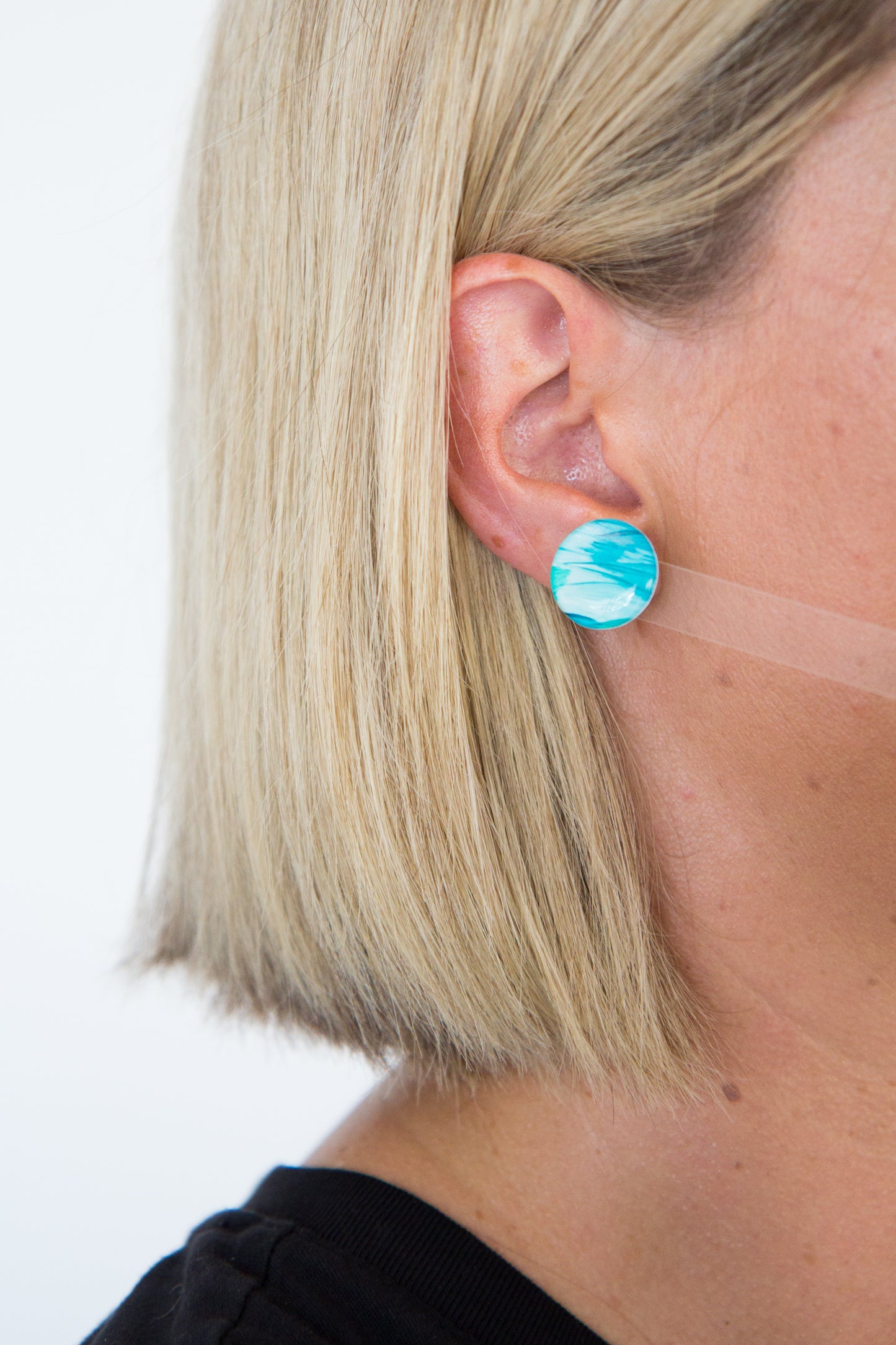 Circle Studs | Neon Abstract Gingham (Black)