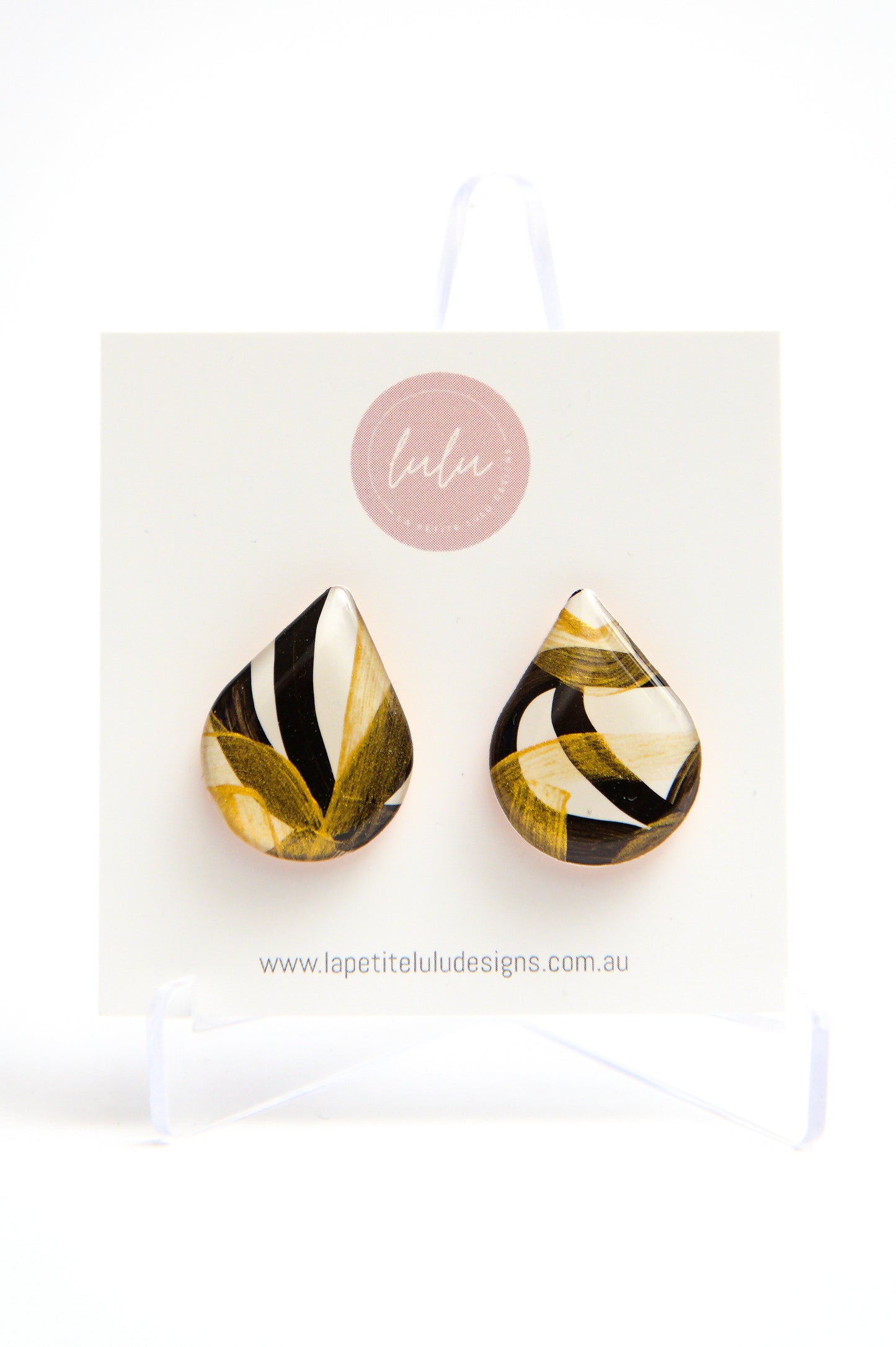 Teardrop Studs | Noir Twist