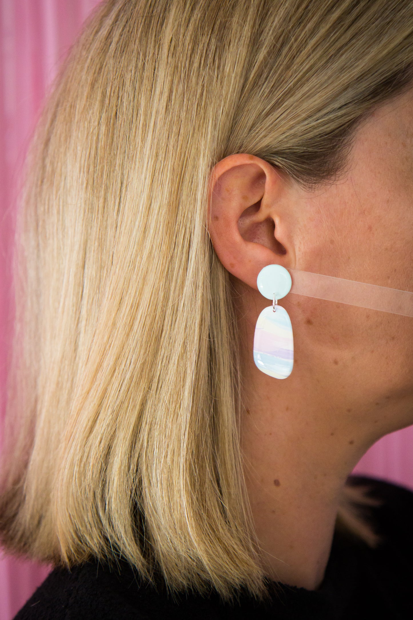 Blake Dangle | Neon Abstract Gingham (White)