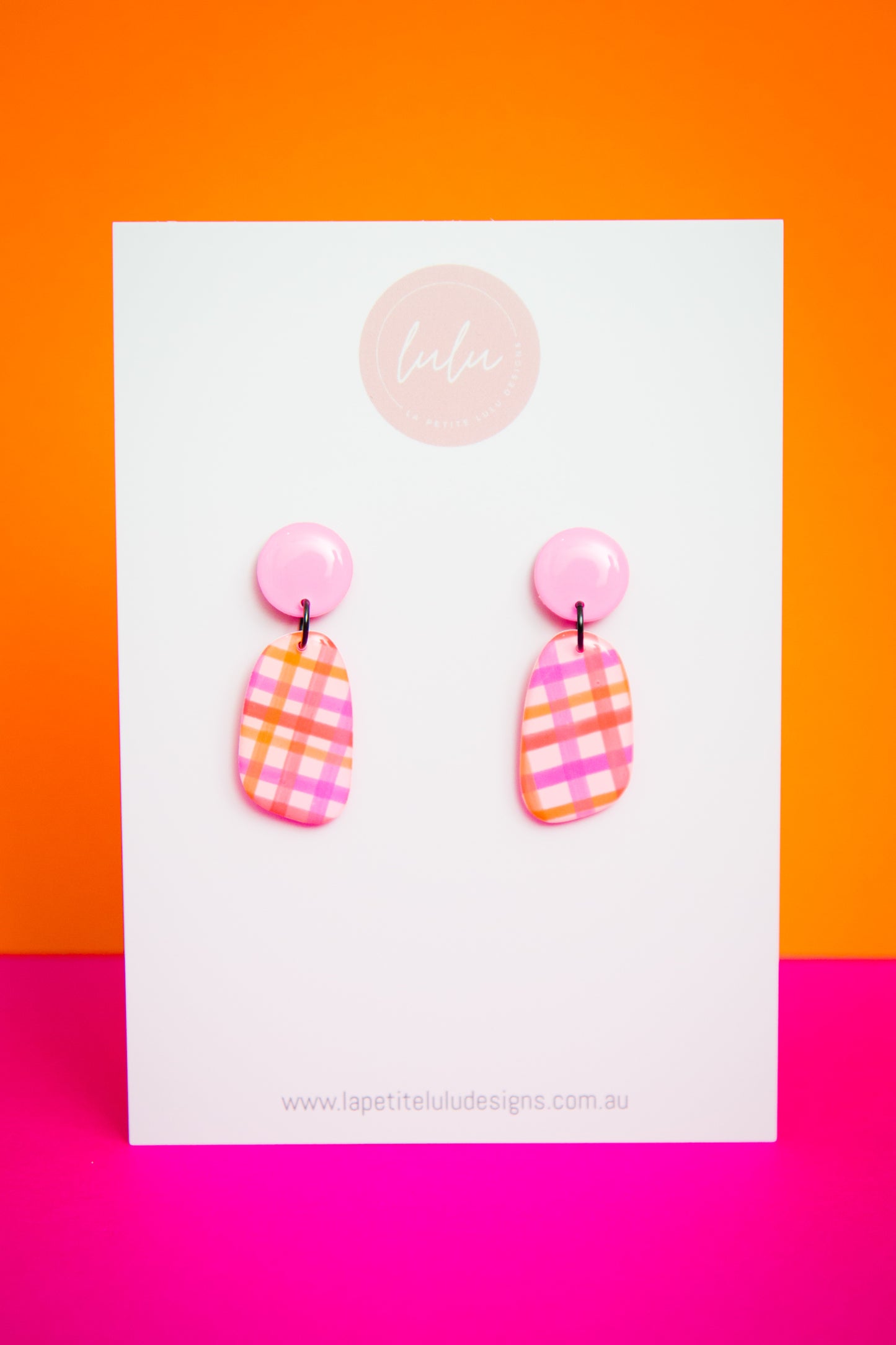 Blake Dangle | Neon Abstract Gingham (White)