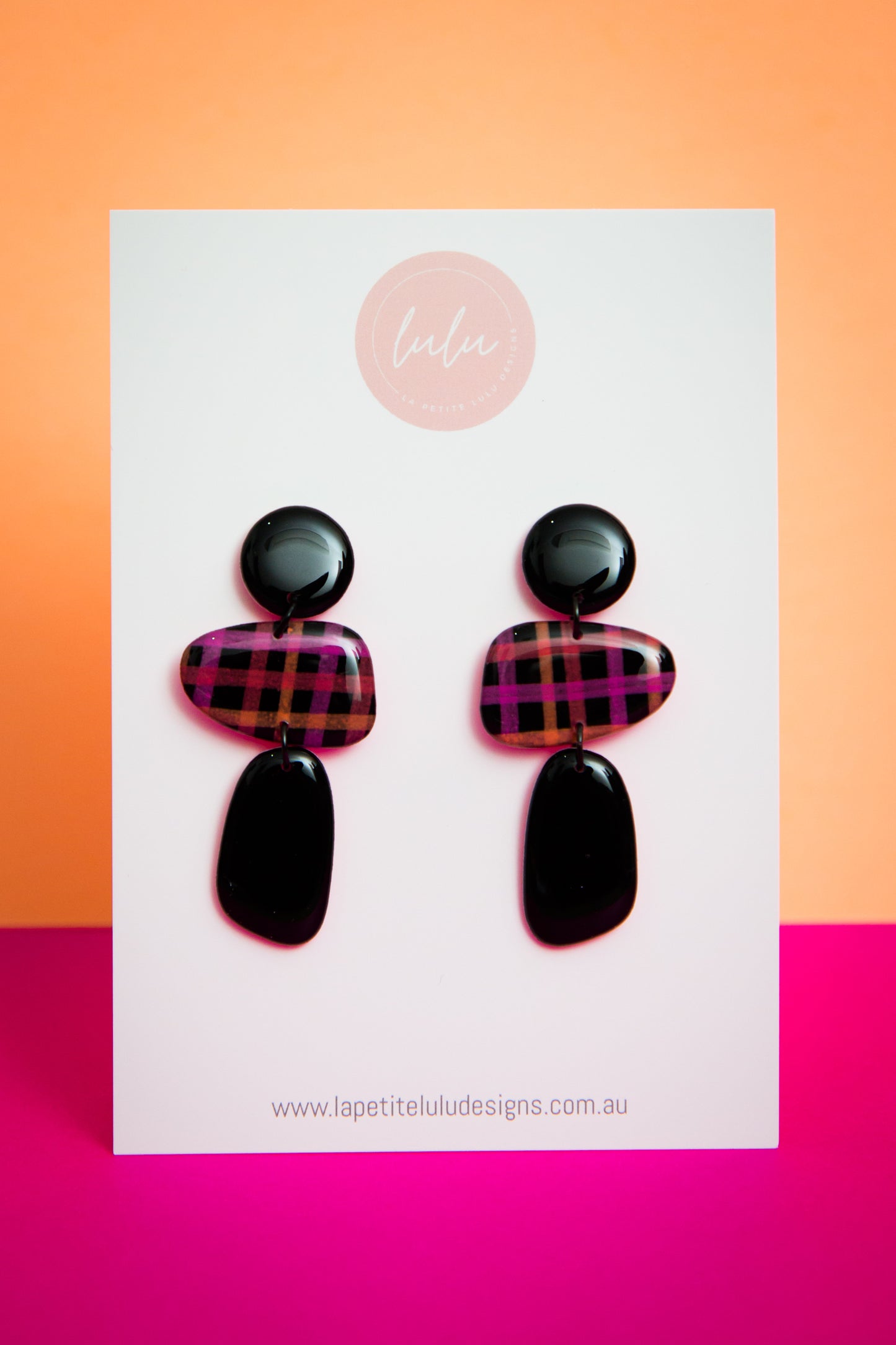 Penny Dangle | Neon Abstract Gingham (Black)