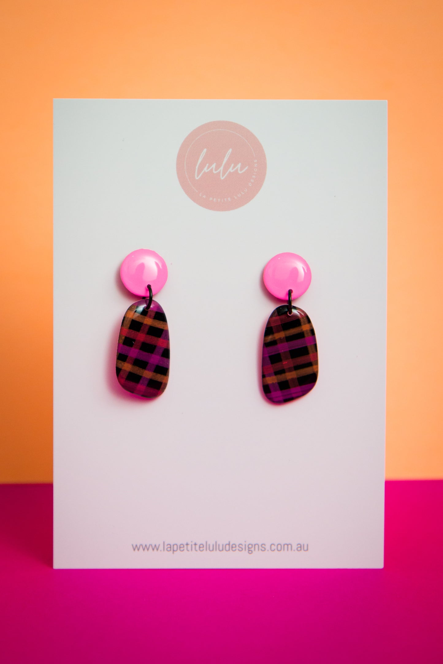 Blake Dangle | Neon Abstract Gingham (Black)