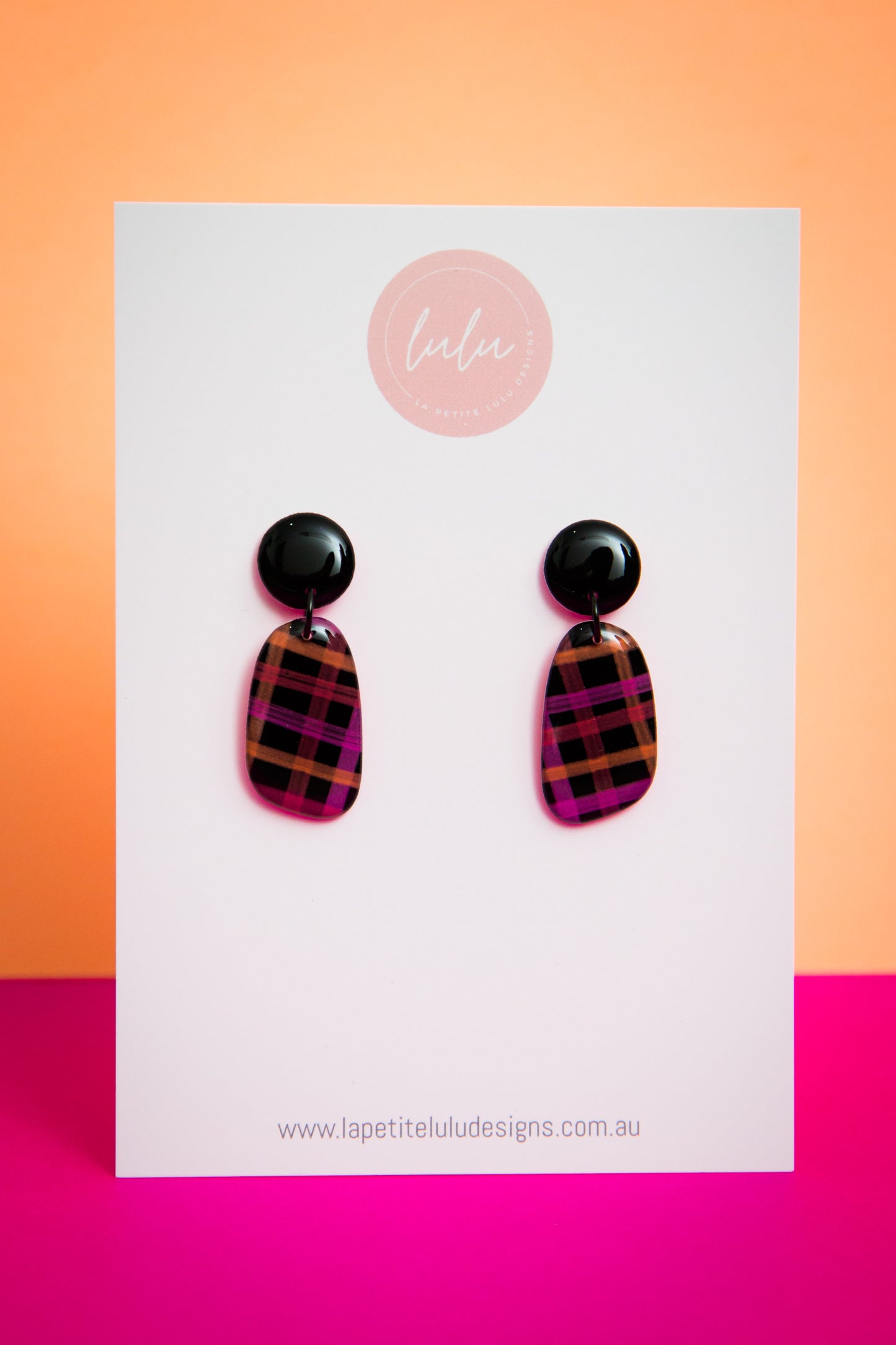 Blake Dangle | Neon Abstract Gingham (Black)