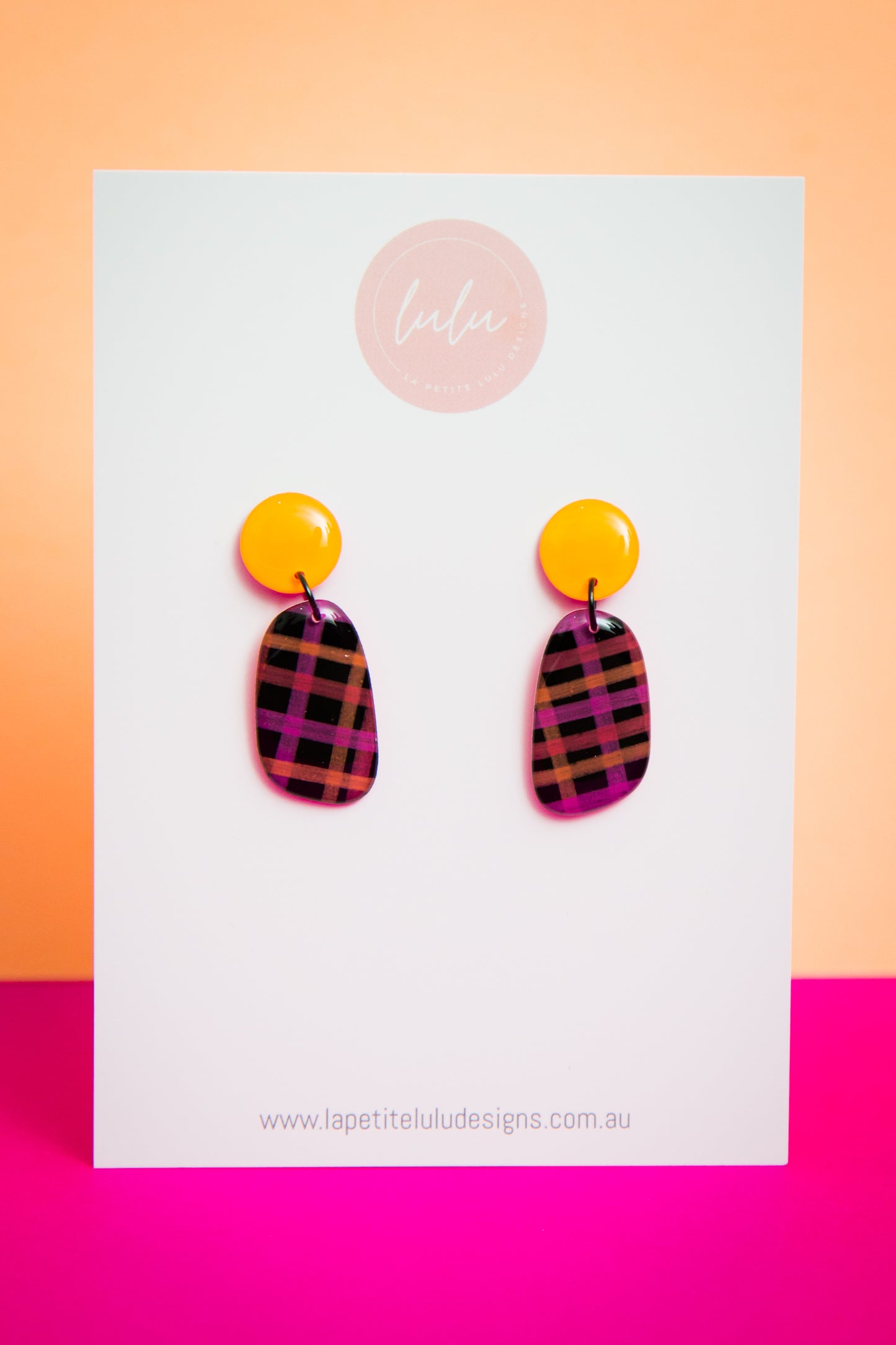 Blake Dangle | Neon Abstract Gingham (Black)