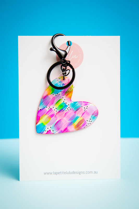 Heart Key Ring | Patchwork Neon