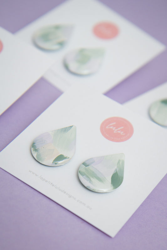 Teardrop Studs | Kindled Sage