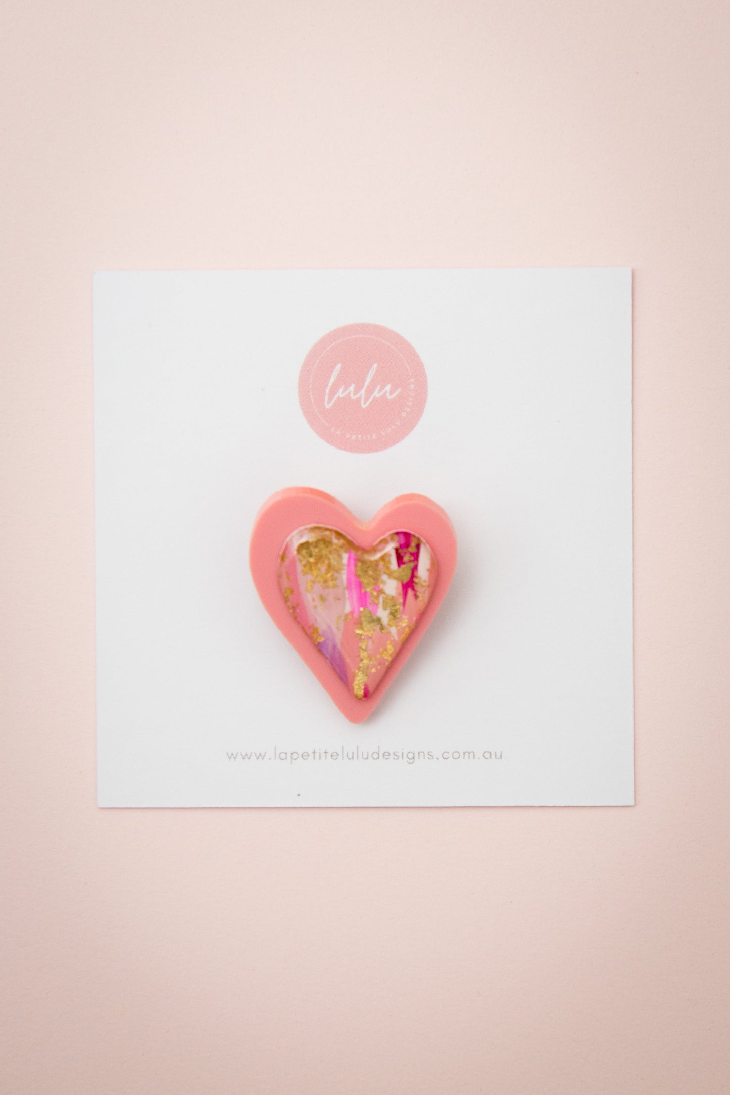 Mini Heart Brooch | Bubblegum (Guava)