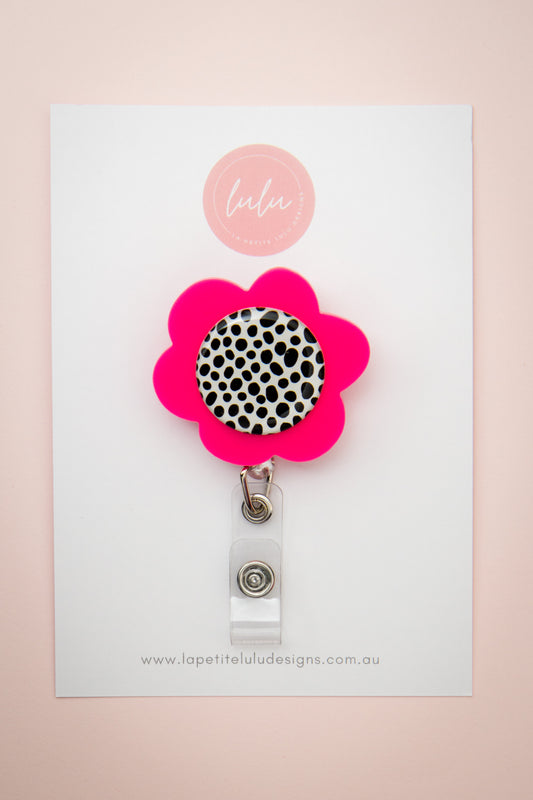 Flower Badge Reel | Cookies & Cream