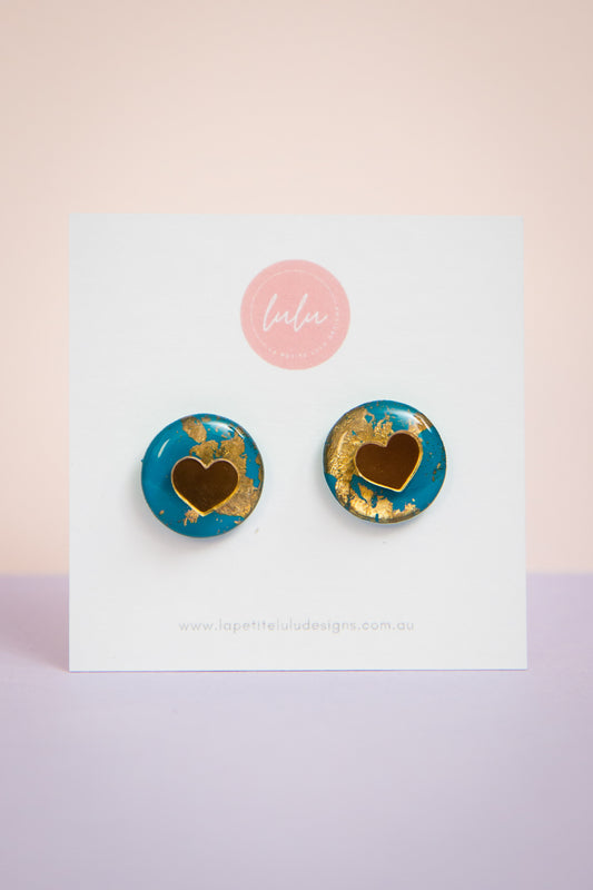 Circle Statement Studs | Gilded Glow (Teal)