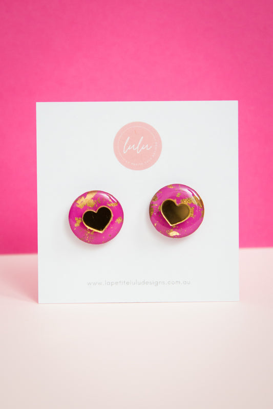 Circle Statement Studs | Gilded Glow (Pink)
