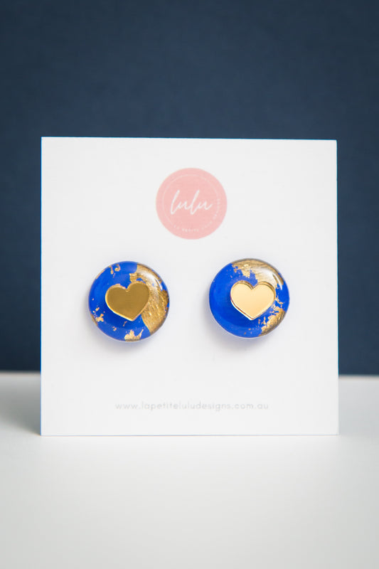 Circle Statement Studs | Gilded Glow (Blue)