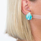 Teardrop Studs | Neon Abstract Gingham (White)