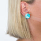 Circle Studs | Neon Abstract Gingham (Black)