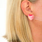 Heart Studs | Neon Abstract Gingham (White)