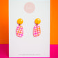 Blake Dangle | Neon Abstract Gingham (White)