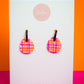 Isabella Huggie Hoops | Neon Abstract Gingham (White)