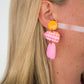 Penny Dangle | Neon Abstract Gingham (White)