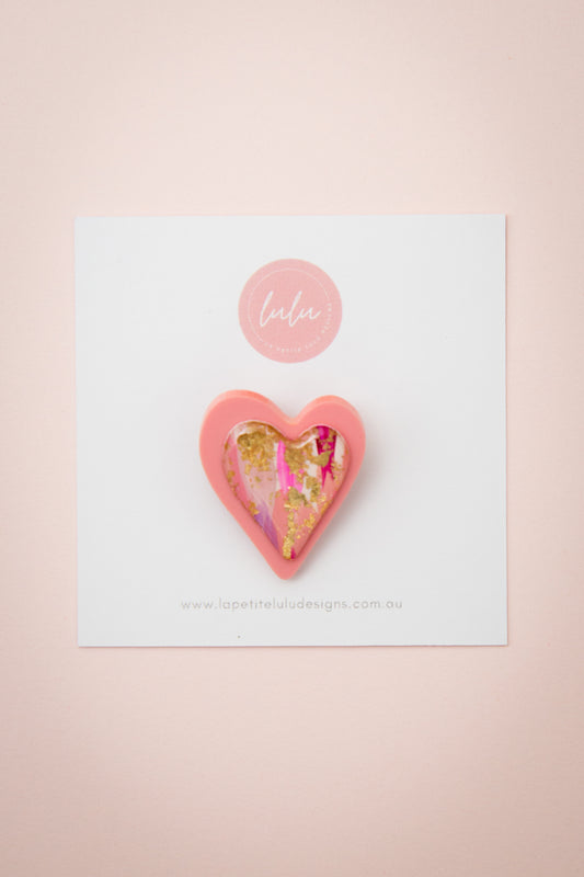 Mini Heart Brooch | Bubblegum (Guava)