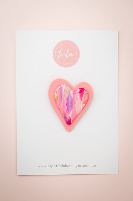 Heart Brooch | Bubblegum (Guava)