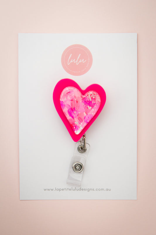 Heart Badge Reel | Frosted Berry