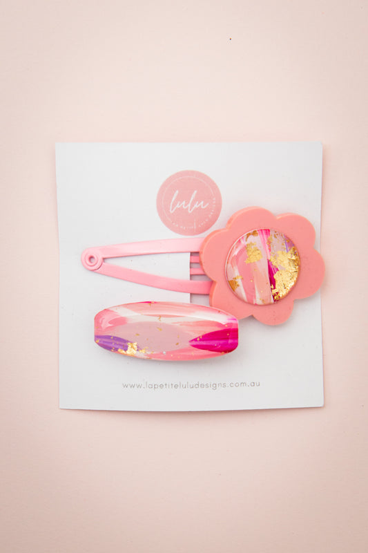 Hair Clip Set of 2 | Bubblegum Flower (Guava)
