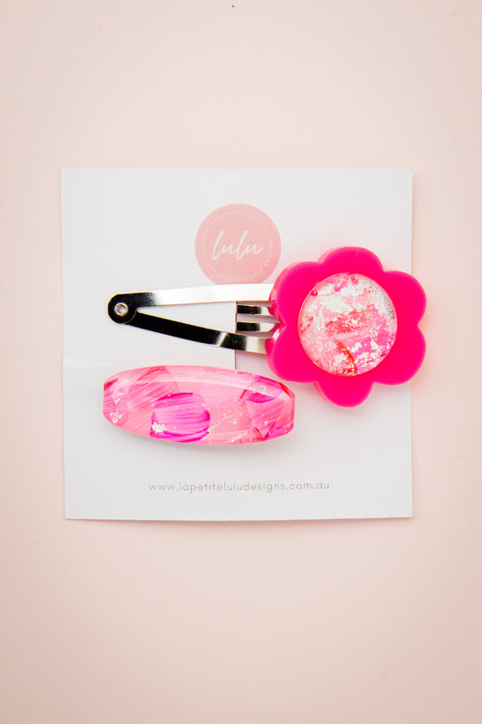 Hair Clip Set of 2 | Frosted Berry Flower