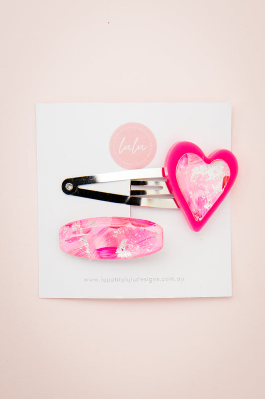 Hair Clip Set of 2 | Frosted Berry Heart