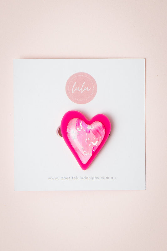 Mini Heart Brooch | Frosted Berry