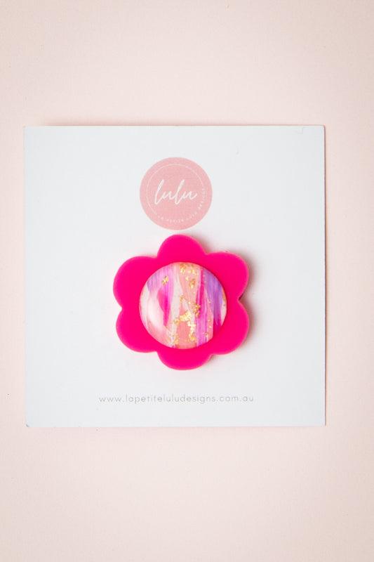 Mini Flower Brooch | Bubblegum (Hot Pink)